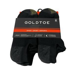 Gold Toe Goldtoe Mens Cotton No Show Black Socks 6 Pack AquaFX Sport Size 6-12.5